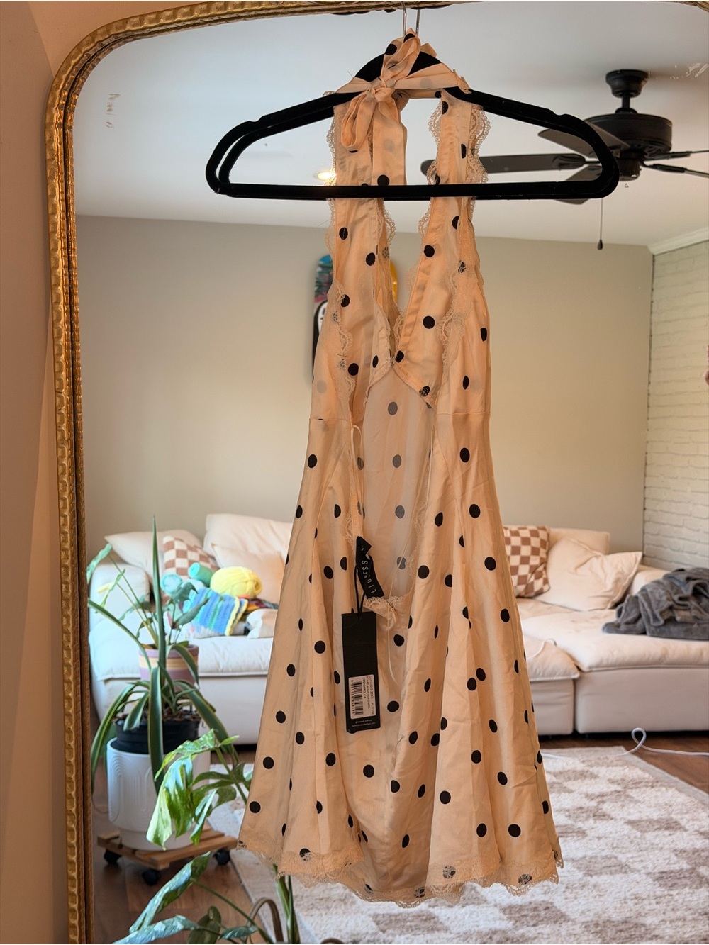 Lioness Solana Midi Dress Cream Polka NWT Size M - Picture 2 of 3